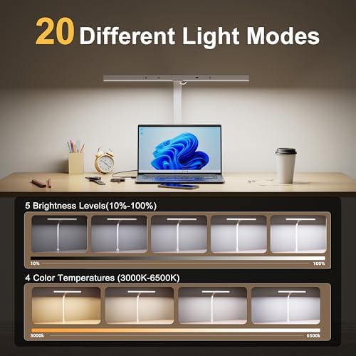 deeloop LED Desk Lamp, CRI95+ Eye-Care Light, Auto Dimming, Clamp Lamp - Image 3