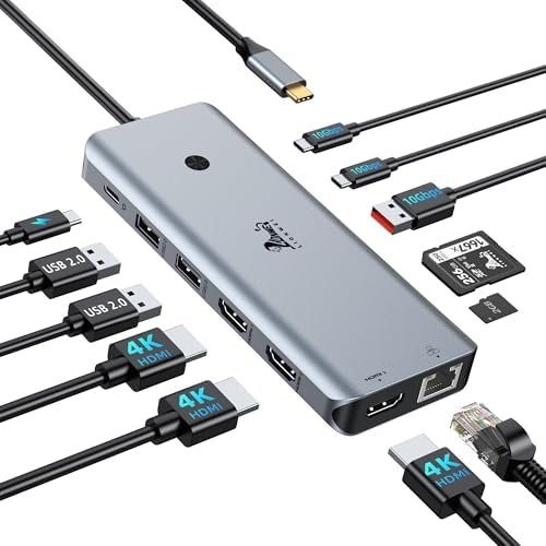 LIONWEI USB C Docking Station Multiport Adapter with Triple Monitor 3 HDMI by LIONWEI