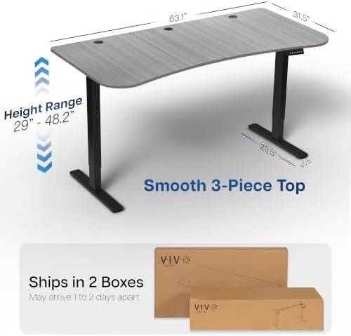 VIVO Dark Gray 63 x 32 in Standing Desk, DESK-KIT-1B1G - Image 3