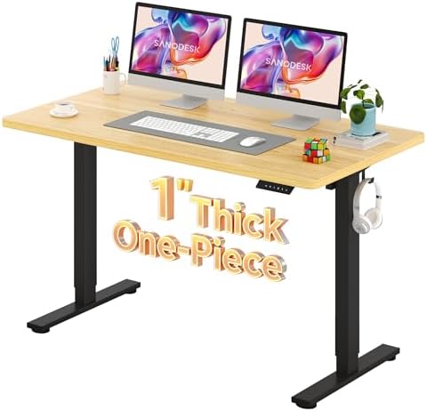 SANODESK One-Piece 1'' Thick Height Adjustable Standing Desk 55''x28'' by sanodesk