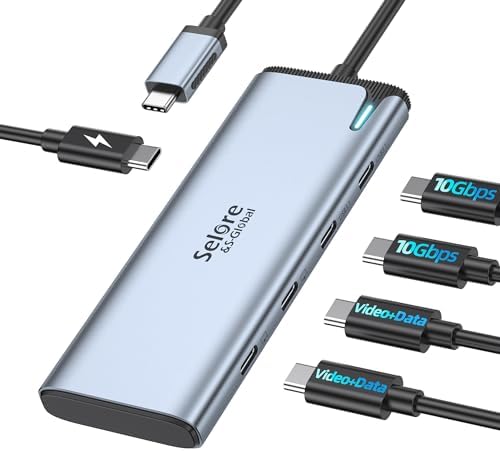 USB-C Splitter with 4K@60Hz Video USB-C Hub Dual Monitor with DP Alt Mode by SeloreS-Global