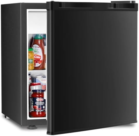 Antarctic Star Compact Refrigerator Mini Fridge with Freezer, Single Reversible Door, Dorm Fridge, Wire Shelf, Defrost Button, for Bedroom, Office, kitchen, 1.7 Cu. Ft, Black by AntarcticStar