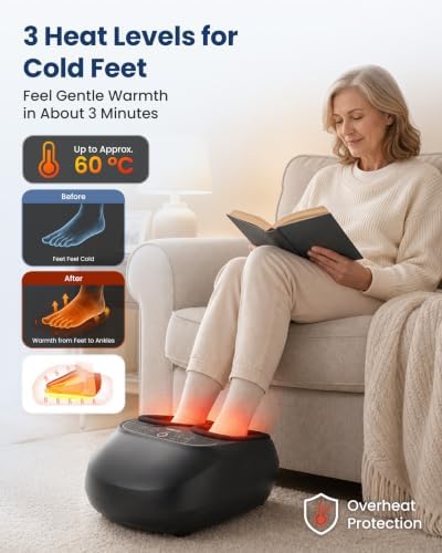 COMFIER Foot Massager with Heat Compression & Vibration Shiatsu Feet Massager,Heated Foot Warmer Gifts for Mom,Dad,Remote Control,Multi-Settings - Image 4