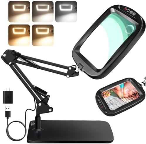 10X 30X Extra Large Magnifying Glass with Light and Stand 7-inch by NZQXJXZ