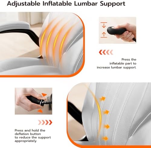 Ylzyxal Office Desk Chair, Ergonomic Computer Chair with Padded Flip-Up Arms and Adjustable Lumbar Support, PU Leather Executive Chair with Tilt Lock and 360° Swivel Rolling Wheels for Work, Study - Image 3