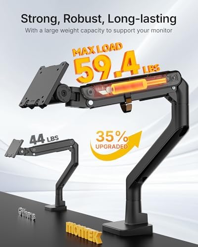 monTEK Heavy Duty Monitor Arm, 17-57" Ultrawide, Gas Spring, 59.4 lbs，Black - Image 6