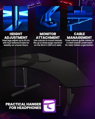 Arozzi Arena Angelo Gaming Desk Gun Metal - Image 4
