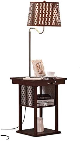 Brightech Madison Side Table with Lamp Combo with LED Bulb, Desk Lamp with USB Port, Bedside Reading Light, Modern End Table with Floor Lamp for Bedroom, Living Room, Office - Havana Brown by Brightech
