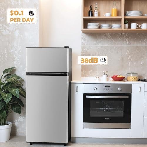 Manastin 4.4 Cu.Ft Mini Fridge Freezer for Dorm/Office, 2-Door, Quiet - Image 3