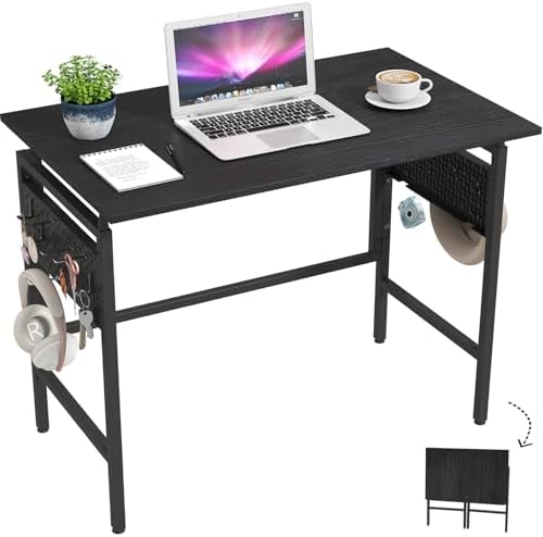 Hadulcet 31'' Foldable Computer Desk, Small Office Desk with 2 Pegboards by Hadulcet