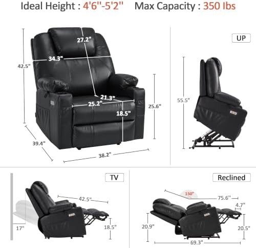 MCombo Power Lift Recliner Chair for Elderly, Heat and Massage R7042 - Image 3