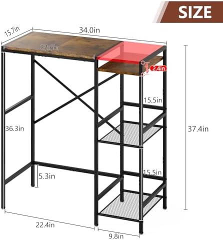 Mini Fridge Stand with Storage Shelves Dorm Microwave Stand Reversible - Image 2