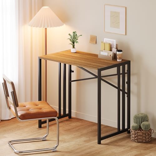 Lutown-Teen Narrow Folding Computer Desk 35 inch, Espresso - Image 2