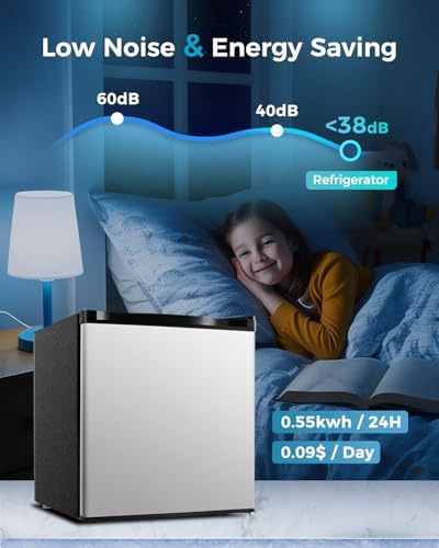 Feelfunn Mini Fridge with Freezer, 1.7 Cu.Ft Small Refrigerator, Silver - Image 4