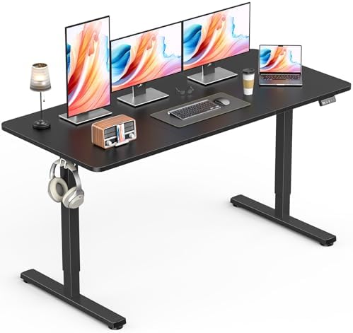 Large Electric Standing Desk, Gaming Desk, 55 x 24 Inch, Black by Zontera