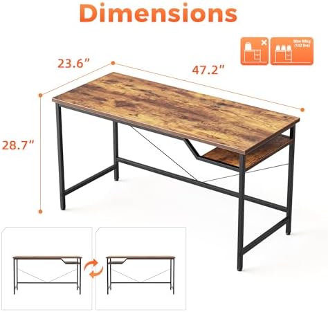 Mericonia 48x24 Inch Computer Desk, 0.6" Thick Small Office Table - Image 2