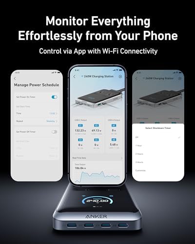 Anker Prime Charging Station, 240W 8-in-1 Power Strip, 2 AC, 4 USB C - Image 6