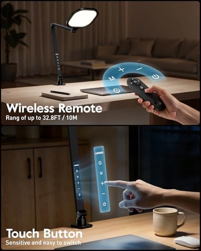 LitONES Remote LED Desk Lamp with Clamp, 2000LM, 30 Modes, Metal Arm - Image 4