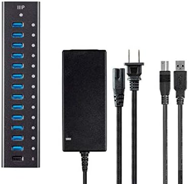 Monoprice Powered USB 3.0 Hub - 13-Port, Heavy Duty Aluminum, 5Gbps, Plug-n-Play with AC Adapter, 2.4 Amps Charging Ports, Black - Image 6