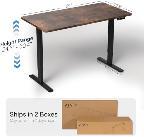 VIVO Rustic Vintage Brown 60 x 24 in Standing Desk, DESK-KIT-2B6N - Image 3
