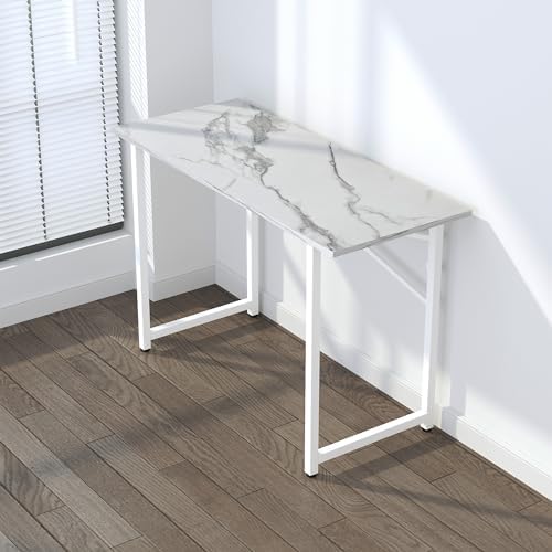 Lutown-Teen 47 inch Folding Desk No Assembly Required, White Marble - Image 7