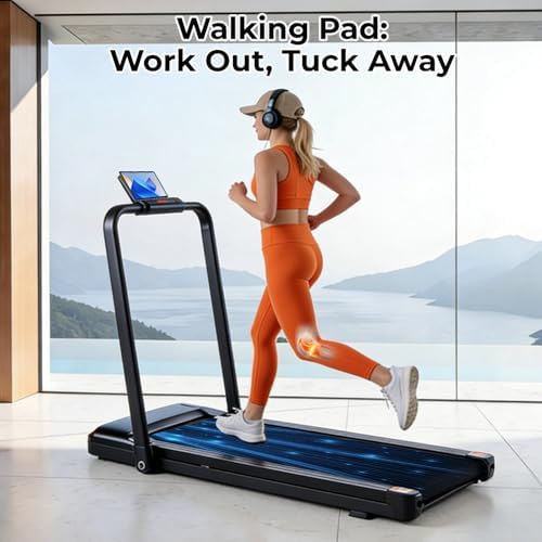 Foldable Walking Pad Treadmill for Home Office with Handle Bar, 3-in-1 Portable Treadmill Under Desk, Low Noise Operation, Remote Control & LED Display, Black - Image 6