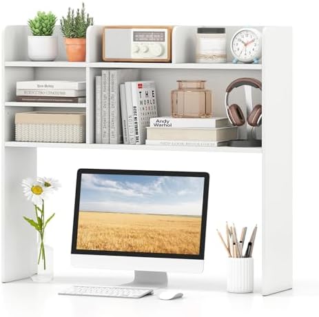 37" Desk Hutch Organizer, Desktop Bookshelf for Monitor Up to 32" by SPORFIT