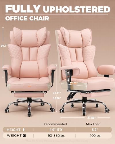GTPLAYER Big and Tall Office Chair Wide Ergonomic Gaming Chair with Deluxe Embossing Designed Leather with Foot Rest,150°Reclining Adjustable Soft Armrests Pocket Spring Back Support and Pillow - Image 2