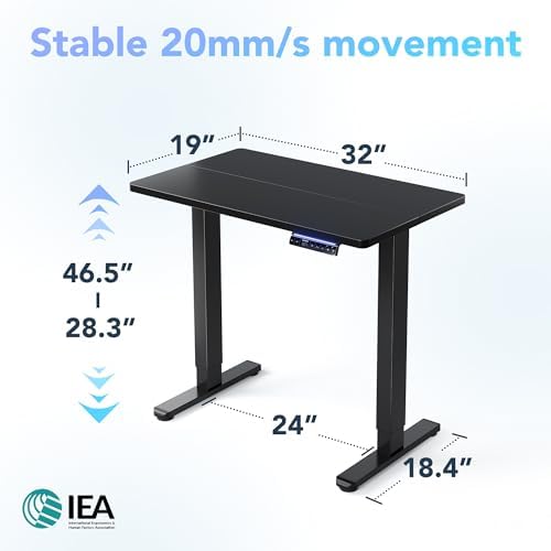 HUANUO AI-Powered Smart Electric Standing Desk, 32 Inch, Black - Image 2