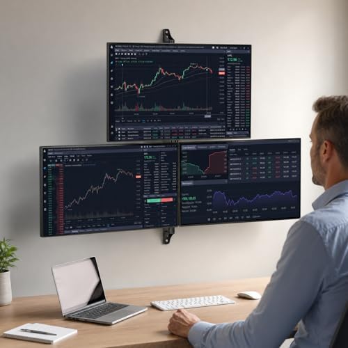 WALI Stacked Triple Monitor Wall Mount for 49" Curved and Dual 34" Monitors - Image 6