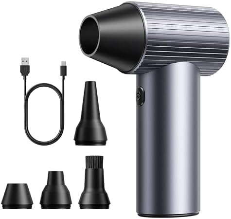 COSANO Full-Metal Jet Dry Mini Blower – 300,000 RPM Electric Air Duster – Rechargeable Compressed Air Blower – High-Power Air Duster with 3 Speeds & 4 Nozzles for Keyboards, Car and Outdoors Cleaning by COSANO