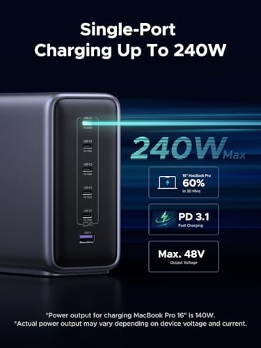 UGREEN Nexode 500W GaN Charging Station, 6-Port USB-C & USB-A with 240W Single Port, Smart Temperature Control & Space-Saving Design for iPhone 17/16/15, Galaxy S25/S24, MacBook Pro/Air, iPad, Laptops - Image 5