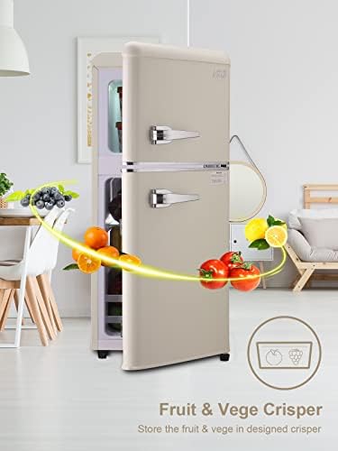 KRIB BLING 3.5 Cu.Ft Compact Refrigerator Mini Fridge with Freezer 7 Level Adjustable Thermostat Removable Shelves Small Refrigerator for Office Dorm Apartment Cream - Image 5
