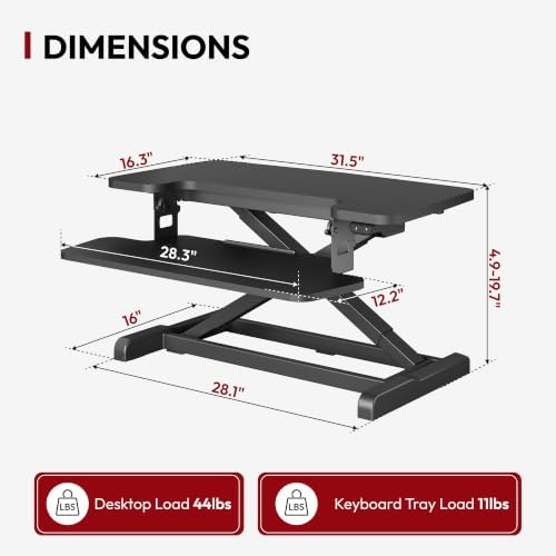 SANODESK 32" Electric Standing Desk Converter,Height Adjustable Riser for Office Home, Monitor and Laptop Workstation with Large Keyboard Tray, Black Color - Image 2