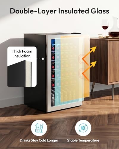 EUHOMY 128 Can Wine Cooler Refrigerator, Wine Fridge Glass Door, Silver - Image 5