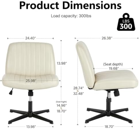 DUMOS Criss Cross Chair, Cross Legged Vanity Chair No Wheels, Home Office - Image 2