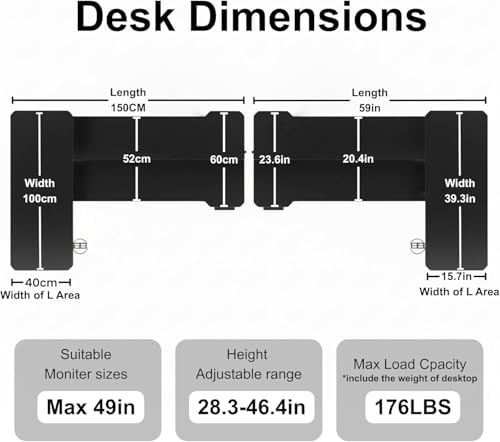 Acrolix L Shaped Electric Standing Desk,59x40 Reversible,White - Image 3