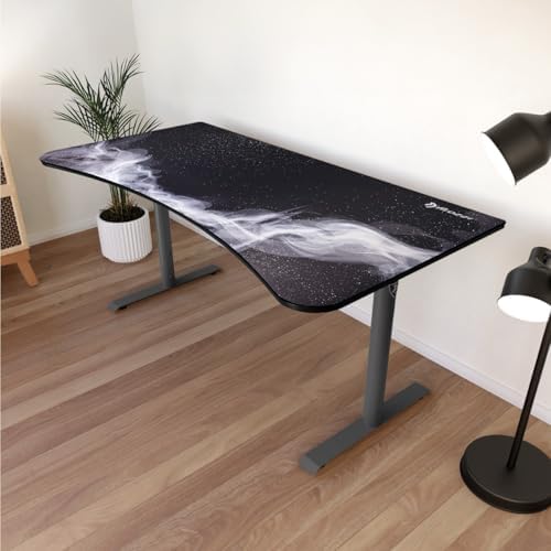 Arozzi Arena Special Edition Ultrawide Curved Gaming and Office Desk with Full Surface Water Resistant Desk Mat Custom Monitor Mount Cable Management Cut Outs - Gunmetal Galaxy - Image 2