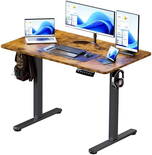 BIZUM 40x24 Inch Electric Standing Desk with Memory Presets, Quiet Motor Height Adjustable Stand Up Desk for Home Office & Gaming, Ergonomic Sit Stand Workstation, Rustic Brown by Unknown