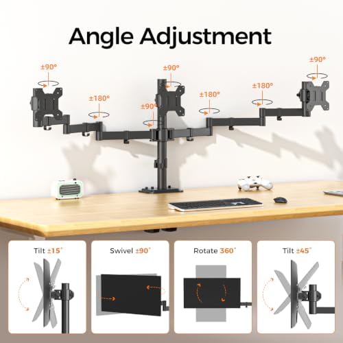 Suptek Triple LED LCD Monitor Desk Mount Heavy Duty Fully Adjustable Stand for 3 / Three Screens up to 27 inch (MD6463) - Image 4