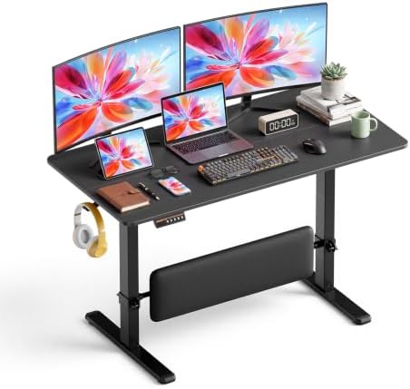 MALOL 47" x 24" Electric Standing Desk with Adjustable Footrest, Black by MALOL