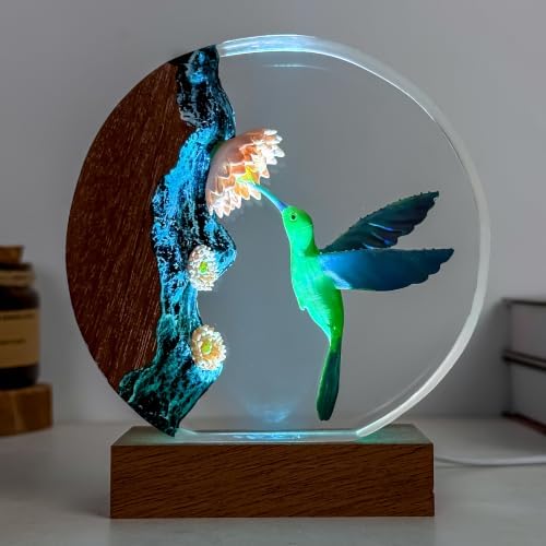 Hummingbird Resin Lamp, Handmade Resin Night Light for Home Office Decor - Image 5