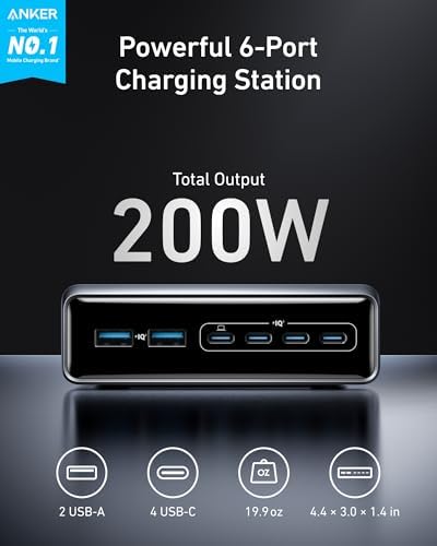 Anker Prime Charging Station, 200W 6-Port GaN Desktop Charger - Image 2