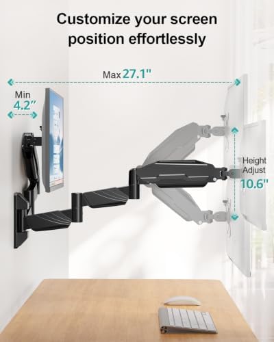 Long Arm Dual Monitor Wall Mount for 17-32", Max 27.1" Extension - Image 6