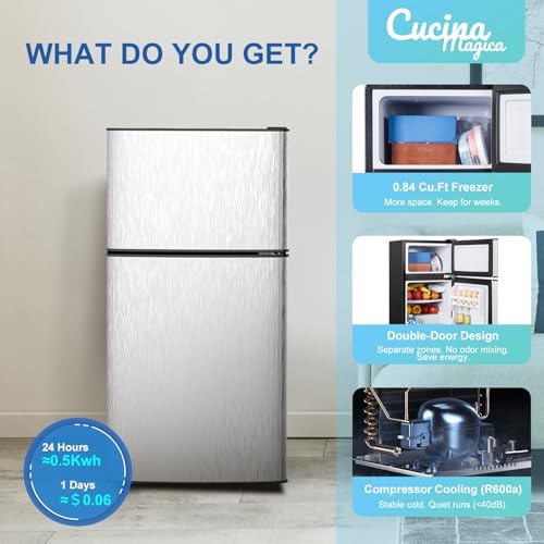 3.2 Cu.Ft Mini Fridge with Freezer, 7-Level Cooling Small Refrigerator - Image 3