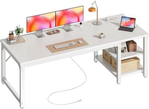 Huuger 63'' x 23.6'' Computer Desk with Power Outlets, 0.95'' Thick Desktop by Huuger