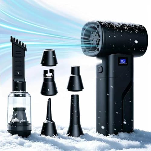 2-in-1 Vacuum and Blower, 110,000 RPM Compressed Air Duster, 160g Powerful Jet Dry Blower, Smart LED Display & Magnetic Nozzles, Cordless Air Duster for PC Cleaning Kit, Keyboard, Car Detailing by Unknown