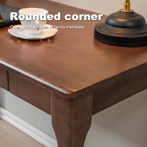 Solid Wood Desk, Gaming Study Home Office Desks for Work, Student PC Desk for Bedroom, Small Computer Desk for Small Spaces, Easy to Assemble (Walnut Color, 47inch) - Image 6