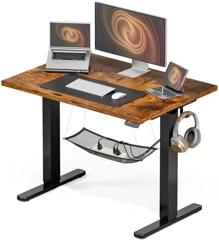 Acrolix 40x24 Electric Standing Desk with Cable Net, Rustic Brown by Acrolix