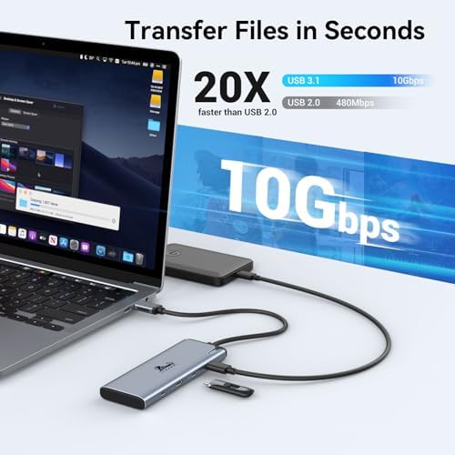 LIONWEI USB C Splitter Dual Monitors for MacBook Pro, 2USB-C Video Output 4K@60Hz, 10Gbps Data Transfer, 100W PD Charging, Dual Monitor Adapter Dongle for USB C Monitor, Windows, MacBook Pro/Air - Image 6